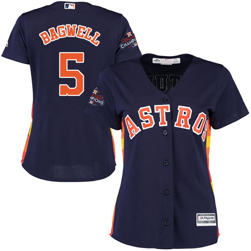 Astros #5 Jeff Bagwell Navy Blue Alternate World Series Champions Women's Stitched MLB Jersey